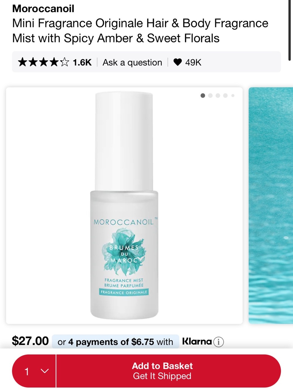 Moroccanoil Brumes du Maroc Mini Hair & Body Mist — White / Teal